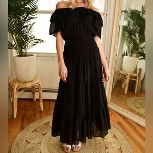 Anaak‎ Black Jaisalmer Off The Shoulder Gauze Maxi Dress - 1 / Small